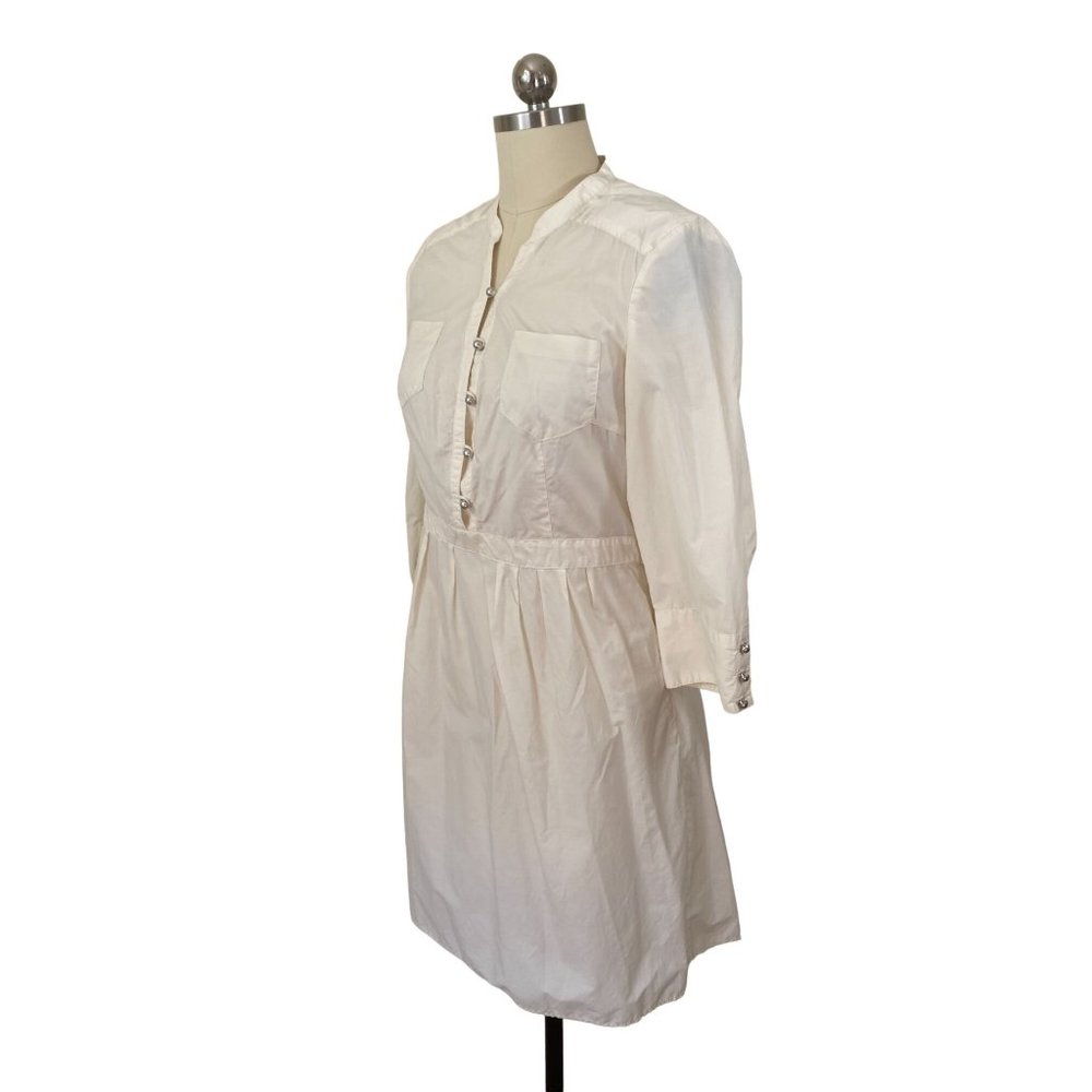 Parameter Womens Dress 6 Ivory Cotton Minimalist Mod Knee Length Buttons - Picture 3 of 11